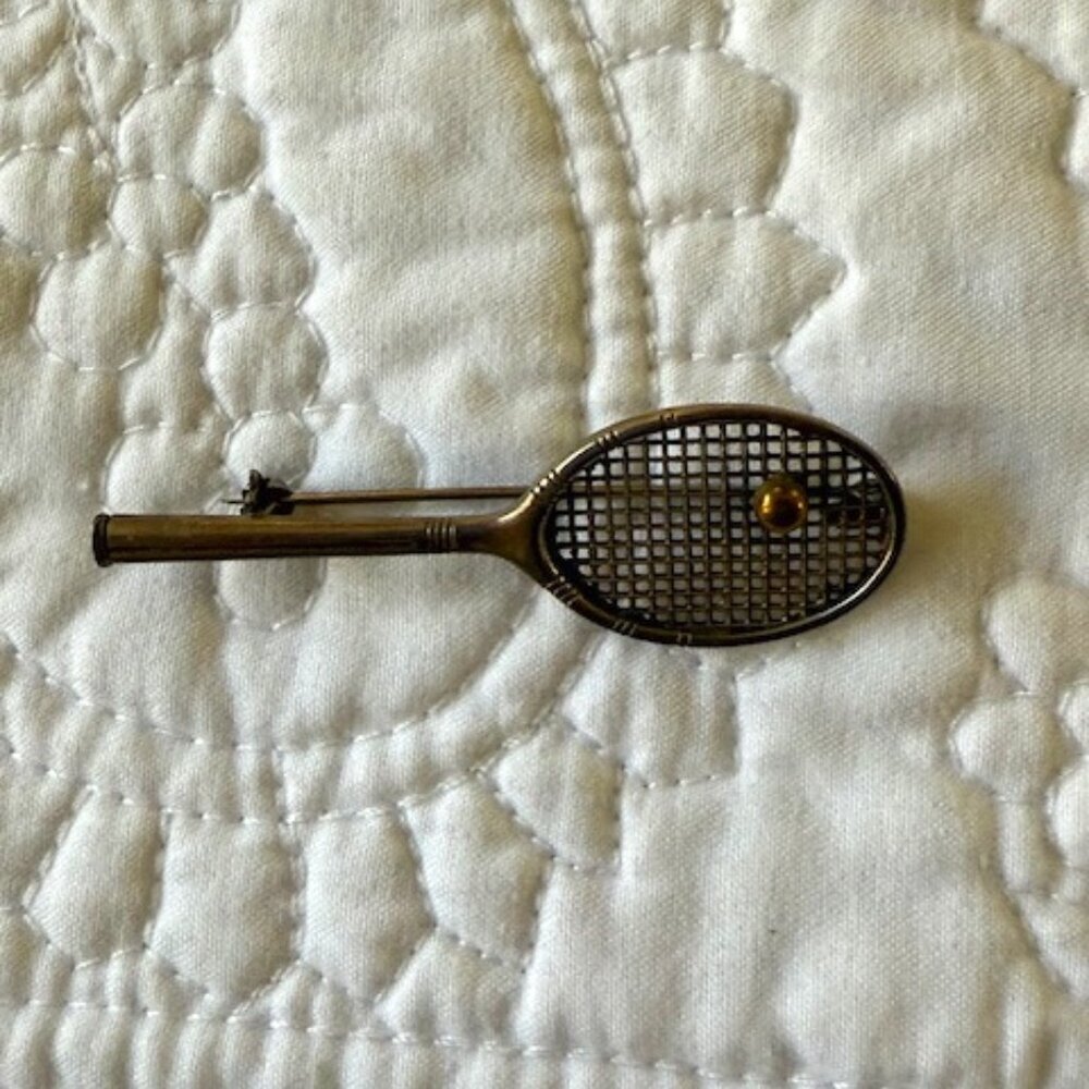 Vintage 835 Silver Tennis Racket Brooch